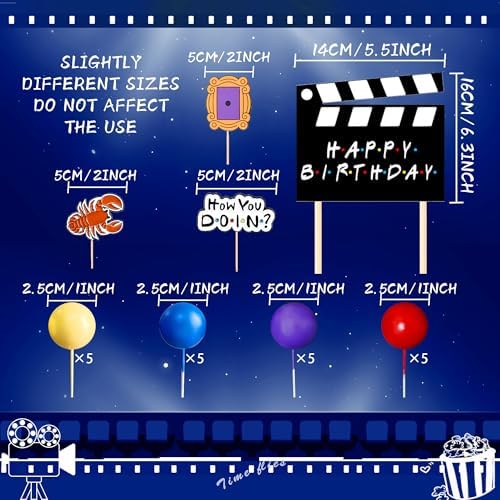 JeVenis 27 PCS Friend Cake Topper Friend Party Decorations Friend Birthday Decorations Balls Cake Topper