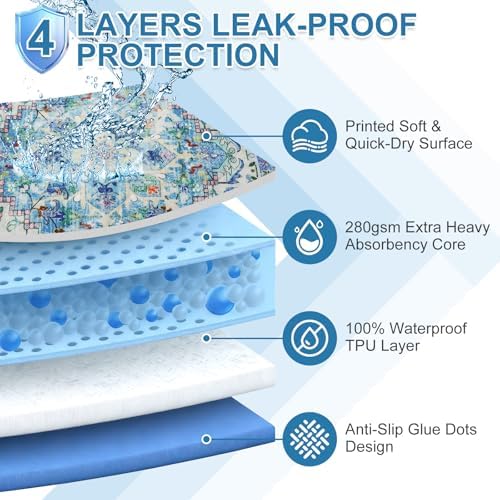 OUTCREATOR® Waterproof Chair Pads for Incontinence 21" x 22" (Pack of 4),Washable Reusable Chair Seat Protector Cover,Non-Slip Absorbent Incontinence Pad for Bed,Car,Wheelchair,Adults,Kids,Pets
