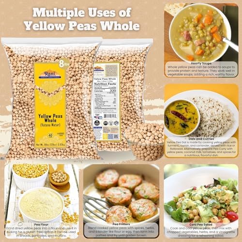 Rani Yellow Peas Whole, Dried (Vatana, Matar) 128oz (8lbs) 3.63kg Bulk ~ All Natural | Vegan | Gluten Friendly | Product of USA