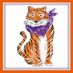 IHR Ideal Home Range Cocktail Napkins Rosanne Beck Hometown Pride Disposable 3-Ply Paper Party Napkin Pack, 5" x 5", Purple Sitting Tiger, 20-Count