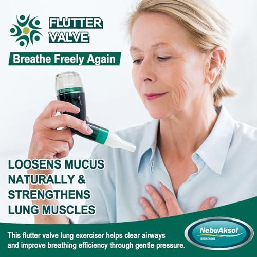 Flutter Valve Breathing Exercise Device for Lungs, Portable Lung Exerciser & Mucus Clearance Device, Adjustable Resistance for Mucus Removal