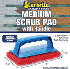 STAR BRITE Medium Red Scrub Pad with Interchangeable Handle - Versatile Cleaning for Most Tasks Including Aluminum Restoration, Teak & Fine Wood Cleaning (Red) Medium (040130)