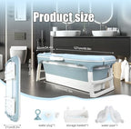 Collapsible Bathtub 58/56/50/46 Inch, Large Portable Bathtub, Freestanding Foldable Tub for Adults, Folding Tub for Shower, Hot Bath, Ice Bath A-blue-130cm