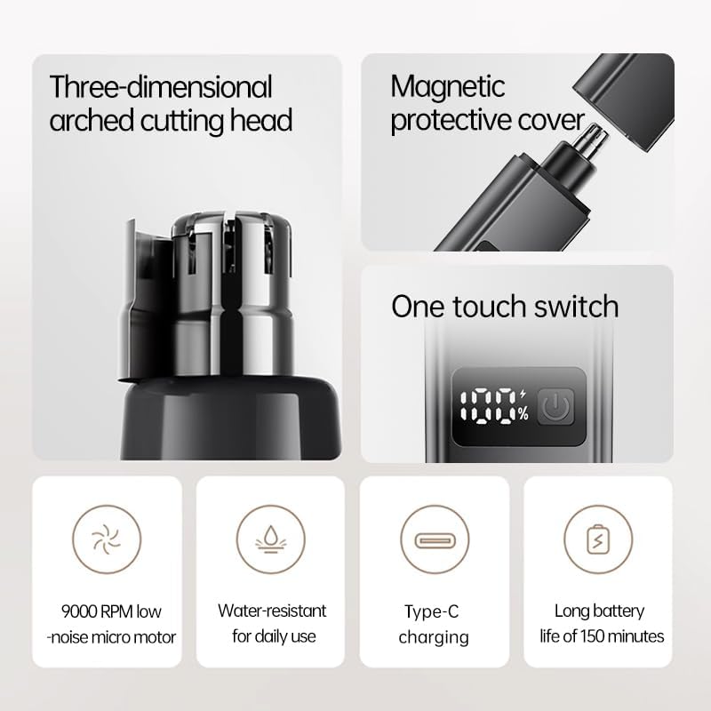 Ear and Nose Hair Trimmer,Gifts for Men,Professional PainlessFacial Hair Trimmer for Men Women,Portable Design USB Rechargeable,Travel Trimmer,Removable and Washable