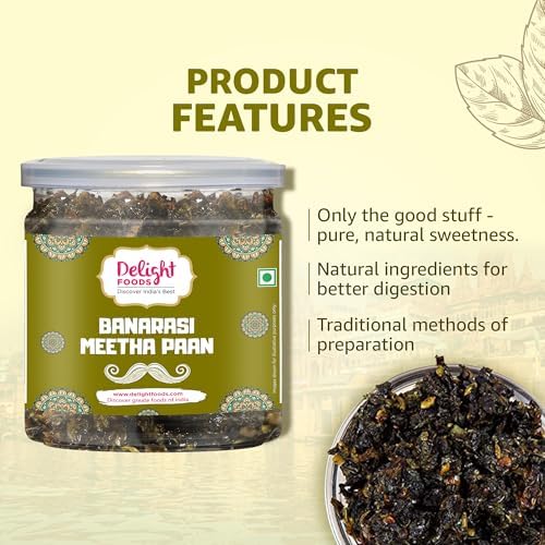 Delight Foods Calcutta & Banarasi Meetha Paan Combo (300g x 2), Mouth Fresheners & Digestive, After Meal Snacks | No Supari | Premium Flavour | Traditional Mukhwas, Sweet & Refreshing Paan