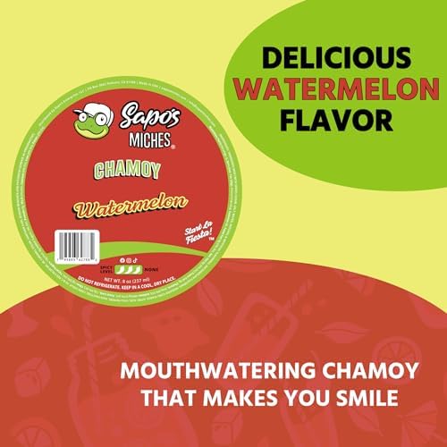Sapo's Miches Chamoy Rim Dip - Tamarind Candy Sauce for Drinks, Micheladas & Cocktails, 8 oz (Watermelon)