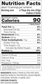 PBfit No Bake Peanut Butter & Cocoa Protein Ball Mix, 8g Protein, Made with Chia Seeds & Whole Grain Oats, Gluten Free, Vegan Snacks, 10.58 Oz Bag