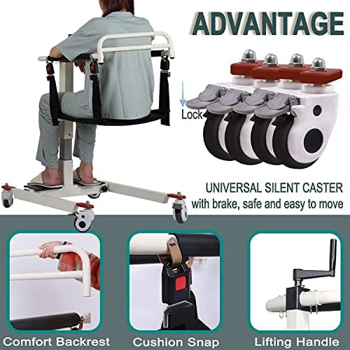 Patient Lift Transfer Chair, Transfer Lift Chair for Disabled, Portable Car Transfer Lift Bed to Wheelchair Transfer Devices, Transfer Chair for Elderly and Disabled (Basic Backrest)