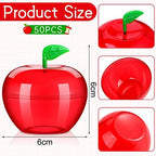 Lallisa 100 Pcs Plastic Apple Container Party Favor for Teacher Week Gifts Plastic Apple Shaped Candy Jar Box Graduation Thank You Teacher Gift for Appreciation Birthday Party Favor End of Year Gifts