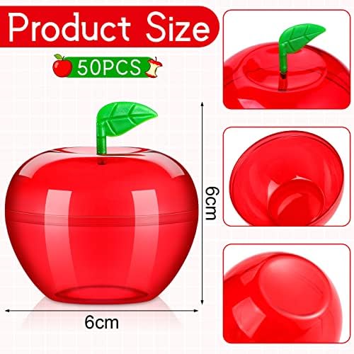 Lallisa 100 Pcs Plastic Apple Container Party Favor for Teacher Week Gifts Plastic Apple Shaped Candy Jar Box Graduation Thank You Teacher Gift for Appreciation Birthday Party Favor End of Year Gifts