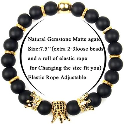 Imperial Crown Bead Bracelet King&Queen Luxury Charm Couple Jewelry Xmas Gift for Women Men