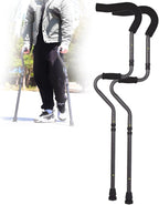 Adult Crutches for Travel or Work, Folding Underarm Crutches, Adjustable Armpit Crutches, Anodized Aluminum, Adult Height 61-75in, Dark Grey, 1 Pair