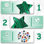 QINJIEJIE 20PCS Malachite Star Crystals Healing Stones Mini Crystal Cute Polished Pocket Stone Thumb Star Gemstones Set Bulk Wholesale Reiki Energy Balancing Star Decor Christmas Day Gifts for Women