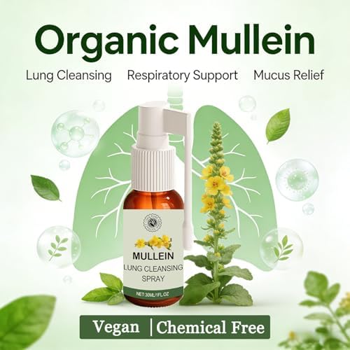 Mullein Lung Cleansing Spray,Organic Herbal Lung Cleanse Mist with Mullein Leaf Extract,Natural Lung Easy Breathing & Respiratory Support, Relief and Lung Cleanse (1)