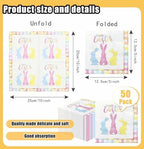 SietDESEO 50 Pieces 3-ply Easter Napkins Disposable Folded 5 x 5 Inches Gingham Cocktail Napkins Rabbit Paper Napkins for Dinner Kitchen Bathroom Easter Party Napkins