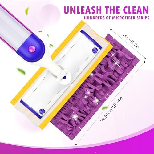 4 Pack Mop Refill Pads for Swiffer® PowerMop™ Multi-Surface Mop and Swiffer® PowerMop™ Wood Mop, Washable & Reusable Microfiber Spray Cleaning Pads (2 Yellow + 2 Purple)