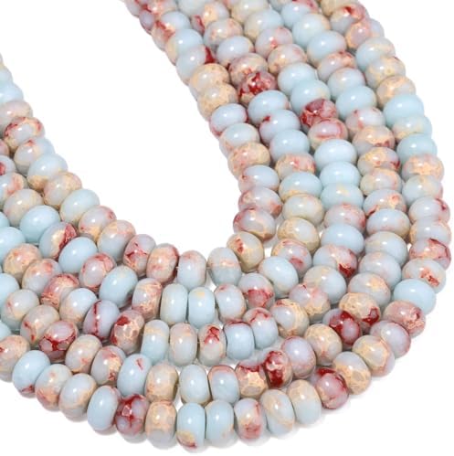 Songxi 5x8mm Natural Blue Shoushan Stone Rondelle Beads, 75PCS Spacer Round Loose Abacus Beads for Jewelry Making, Gemstone for Bracelet Necklace Earrings, Arts and Crafts