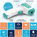Infrared Forehead Thermometer for Adults and Infants, Touchless iProven Thermometer, 1sec Instant Accurate Readings, 3 in 1 Including Fever Alarm, Silent & Memory Mode