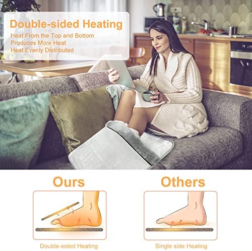 Double Sided Foot Warmer with LCD Display,Electric Feet Heating Pads for Women and Man with Non-Slip & Machine Washable,Electric Heated Foot Warmers with 8 Hrs Timer for Bed,Under Desk,Office,Home