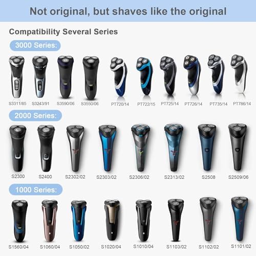 SH30 Replacement Heads Compatible with Philips Shavers Series 1000, 2000 And 3000, Replacement Blades for Norelco 3000 with 6pcs Blades And 1pcs Retaining Ring