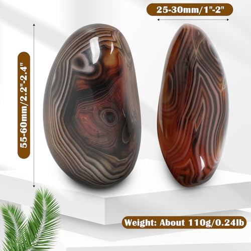 Sardonyx Palm Stone-2 Pcs Sardonyx Banded Agate Stone Pocket Energy Stone, Smooth Healing Crystal Worry Stone