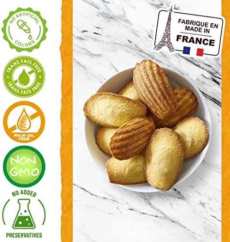 St Michel Traditional Madeleines French Sponge Cakes Made In France, Pack of 2 (250g each) Non-GMO. Total of 20 Individually Wrapped All Butter Traditional Madeleines Sponge Cakes