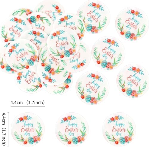 Ercadio 40Pcs Edible Circle Happy Easter Day Cupcake Drink Toppers Round Floral Easter Cupcake Picks for Easter Baby Shower Spring Birthday Party Cake Decorations Supplies