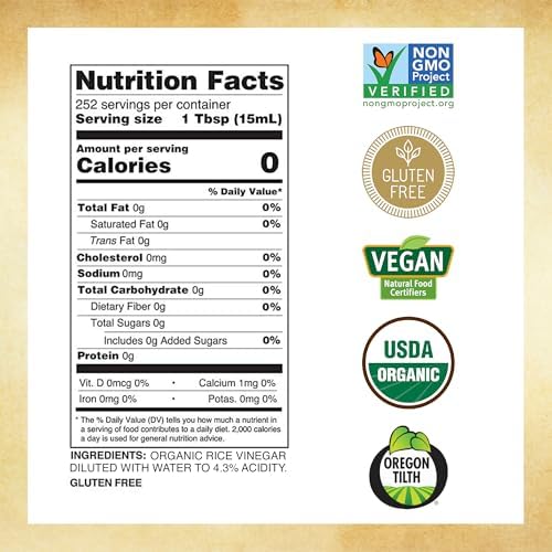 Marukan Organic Unseasoned Rice Vinegar, 1 Gallon (Pack of 1)
