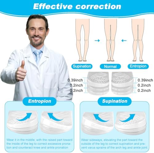 3-Layers 6Pcs Adjustable Heel Wedge Corrective Inserts for Supination & Pronation Correction, Adhesive Medial & Lateral Heel Insoles for Bow Legs, Knee Pain, Foot Alignment(Size:L)