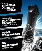 BALLS Trimmer V3 The Archibald - Body & Pubic Hair Shaver for Men - No Cuts, Sacksafe Guard, Rechargeable, 100% Waterproof, Cordless - Wet/Dry with Replaceable Ceramic Blades Archibald Trimmer