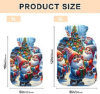 Cheerful Gnomes Christmas Tree Hot Water Bottles with Soft Cover Hand Feet Warmer Warm Water Heat Bottles for Menstrual Cramps Pain Relief, 2L