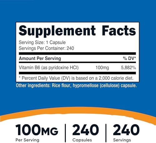 Nutricost Vitamin B6 (Pyridoxine HCl) 100mg, 240 Capsules