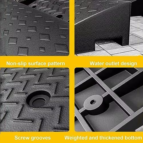JIUYUEYA Rubber Curb Ramp, Heavy Duty Car Ramp, Entry Curbs, Scooter Skid Entry Robot Sill, Anti-Slip Surface Curbs for Garage Sidewalk, Size : 100x17x7cm