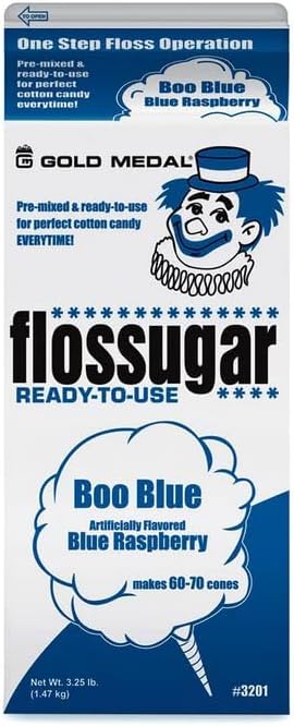 Cotton Candy Floss sugar Mix Flavors | Pack Of 6 | Blue Raspberry, Banana, Bubble Gum, Chocolate, Cherry, and Birthday Cake Flavors | 1/2 Gallon Cartons