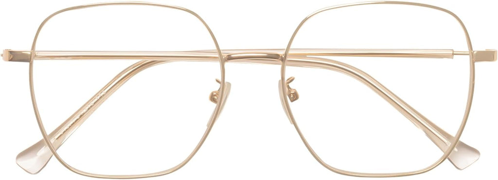 Oversized Square Reading Glasses Women, Large Blue Light Blocking Readers, Fashion Metal Anti Eyestrain Eyeglasses