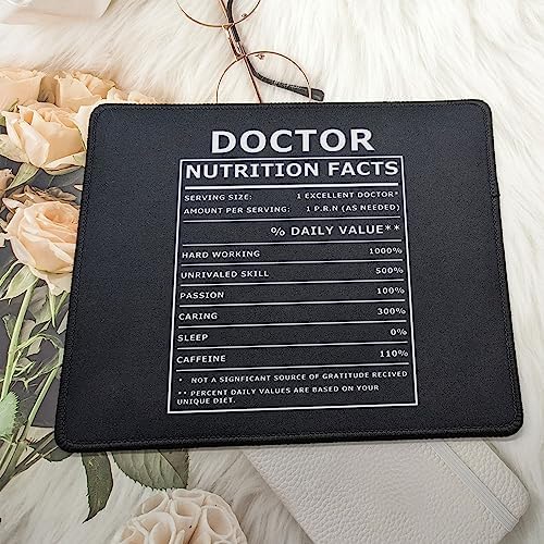 Funny Sarcastic Doctor Nutritional Facts Mouse Pad - Thank You Appreciation Gifts for Doctors - Birthday Gift Ideas for Physician, Medical Graduate - 9.5 in Mousepads