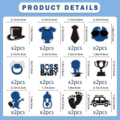 24pcs Baby Boy Cake Topper Baby Shower Cake Decorations Boss Party Decorations Boys Gender Reveal Party Decorations Birthday Party Supplies