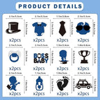 24pcs Baby Boy Cake Topper Baby Shower Cake Decorations Boss Party Decorations Boys Gender Reveal Party Decorations Birthday Party Supplies