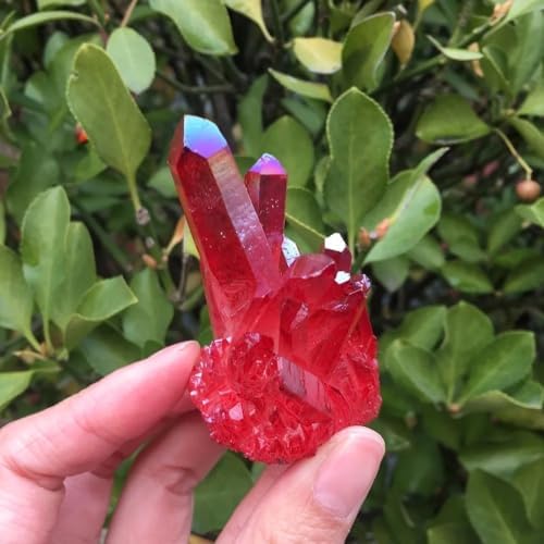 Stone Red Flame Halo Quartz Crystal Cluster Home Decor