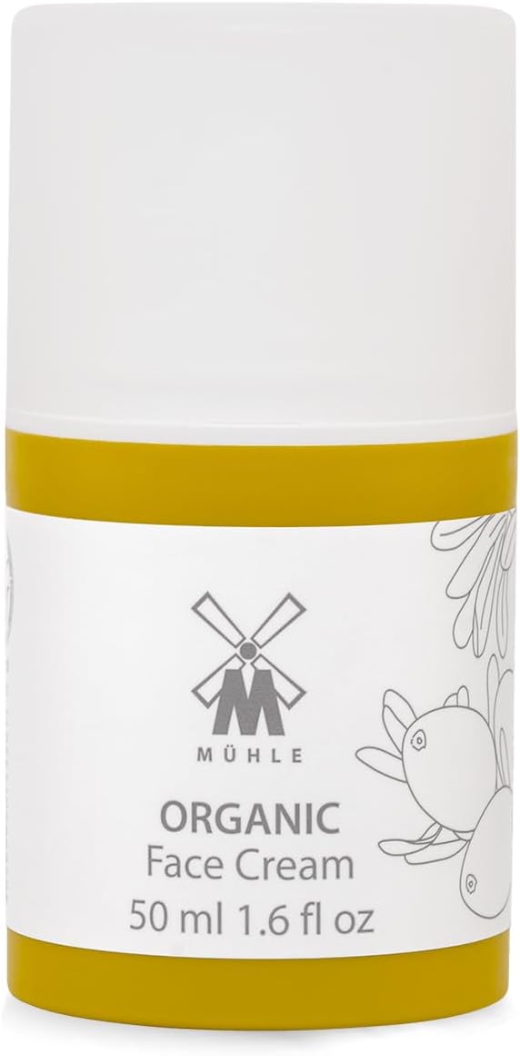MÜHLE ORGANIC Face Cream | Natural Moisturizer w Shea Butter, Aloe Vera & Essential Oils | For All Skin Types | BDIH Certified | 100% Vegan |50mL (1.69 oz) Bottle