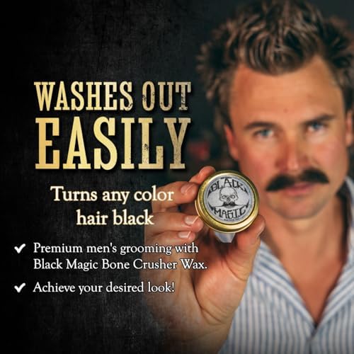 THE VINTAGE GROOMING CO. Black Mustache Wax | Black Magic Death Grip Moustache Wax | Hide Grey Hair In Beard Or Moustache | Extra Strong Hold Mustache Wax Unscented | 1 oz Tin Heat Source Required