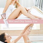Electric Razors for Women - Painless 2-in-1 Shaver for Women Hair Remover for Face, Legs and Underarm Wet & Dry, Portable Bikini Trimmer, Lady Hair Removal with 2 Trimmer Heads- Micro USB Recharge