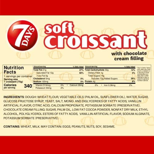 7Days Soft Croissant Variety Pack (24 Count), 6 Chocolate, 6 Vanilla, 6 Strawberry Vanilla, 6 Caramel, Breakfast Pastry, Individually Wrapped On The Go Snack (Pack of 24)