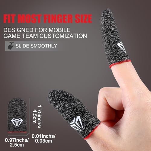 Ptwola 6 Pieces Gaming Finger Sleeves Anti Sweat Gaming Thumb Sleeve Silver Fiber Thin Mobile Finger Protectors Smooth Feel Gamer Gloves Accessories for Most Touchscreen Devices Tablet Phone