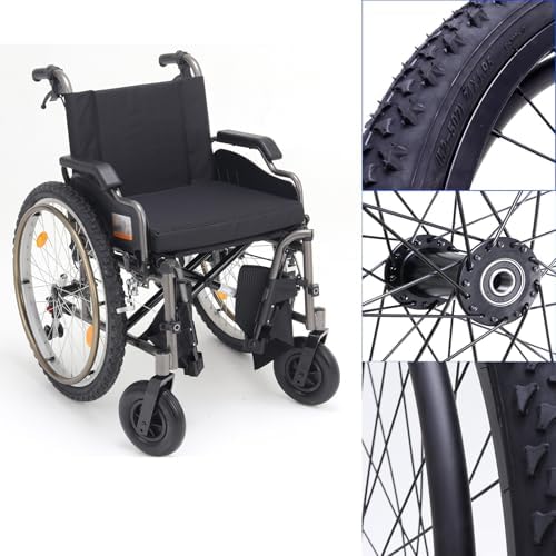 Rear Wheel Assembly for Wheelchair, 24" x1.95" (50-507) Pneumatic Tire Replacement Parts, All Terrain Back Wheels for Indoor and Outdoor(Bearing 12.7mm)