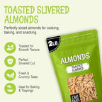 Oh! Nuts Almonds Toasted Slivered - Raw - 100% Natural - 2 lb - High-Protein Almonds - Packed in New York Zip-Seal Bag for Exceptional Freshness