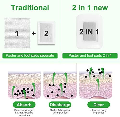 20PCS Upgrade Foot Pads, 2-in-1 Natural Bamboo Vinegar Ginger Powder Foot Pads