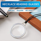 TERAISE Reading Glasses Pendant Necklace Readers Lightweight Portable Anti-loss Reading Glasses with Exquisite Case for Women