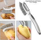 Openfly Flexible Vegetable Brush Fruit and Vegetable Brushes, Vegetable/Fruit Peeler with Brush Bendable Fruit Brush Scrubber for Food Veggies Carrot Potato Corn, 5 Pcs