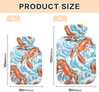 1L Large Hot Water Bottle with Cover, Orange Lobster Blue Sea Waves Cute Hot Water Bags for Hot and Cold Therapies, Menstrual Cramps, Neck and Shoulder Pain Relief